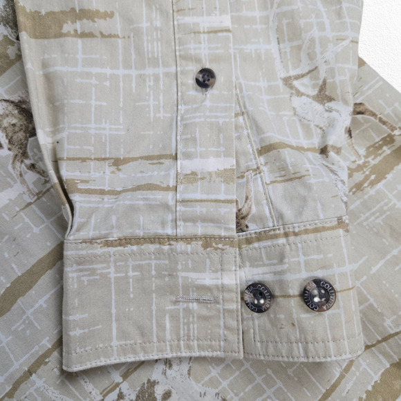 Columbia Khaki Tan Whitetail Deer Button Down River Lodge Shirt Size Medium - Picture 5 of 9